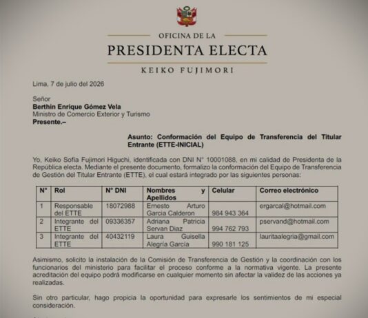 YA HAY COMITÉ DE TRANSFERENCIA EN MINCETUR